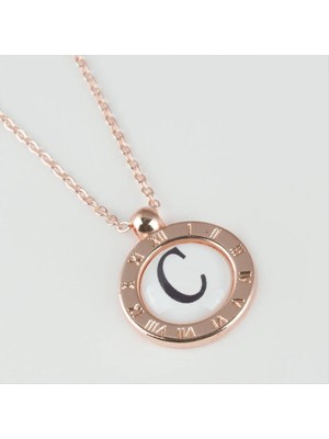 Aesco Seri Sonu Roz Renk Harfli Kolye