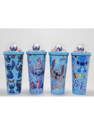 Aesco Sevimli Stitch Pipetli Boncuklu Termos ve Suluk