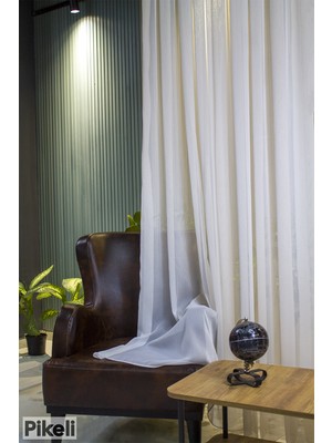 Pikeli - Kırlangıç Motifli Tül Perde – Minimal Desen, Modern Hatlar - 1x3 Sık Pile - Hazır Dikim