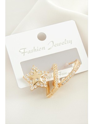 Aesco 3 Adet Yıldız Inci Zirkon Taşlı Küpe