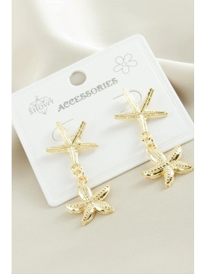 Aesco Deniz Yıldızı Çiçek Metal Küpe