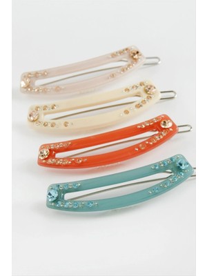 Aesco Oval Taşlı Klipsli Toka