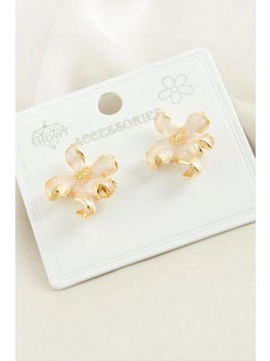 Aesco Çiçek Mineli Metal Küpe