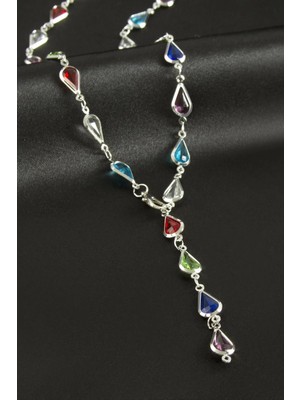 Aesco Damla Zirkon Taşlı Çelik Y Kolye