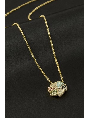 Aesco Papatya Zirkon Taşlı Kolye