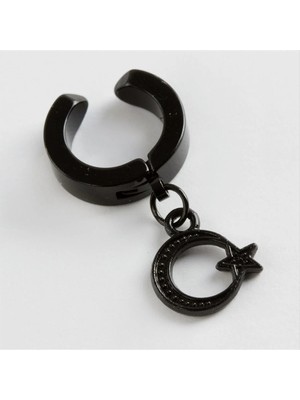 Aesco Ay Yıldız Çelik Erkek Küpe (Kıstırmalı) 1 Adet