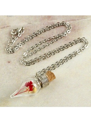 Aesco Çiçek Fanus Canlı Kolye