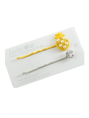 Aesco Ananas Zirkon Taşlı Inci Boncuk Tel Toka 2 Adet