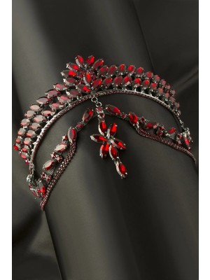 Aesco Çiçek Lüks Taşlı Gelin Tacı