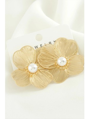 Aesco Çiçek Inci Trend Metal Küpe