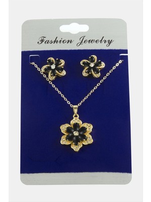 Aesco Papatya Zirkon Taşlı Set Kolye