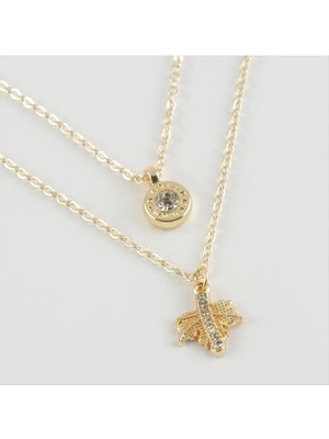 Aesco Yaprak Figürlü Yeni Sezon Ikili Kolye