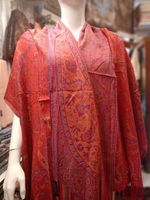NQ Anadolu Kırmızısı Paisley Desen Pashmina Şal