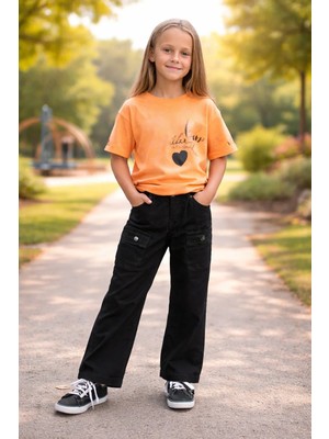 Almira Anne Bebek Kız Çocuk Siyah Kot Pantolon Konforlu Pamuklu Kumaş