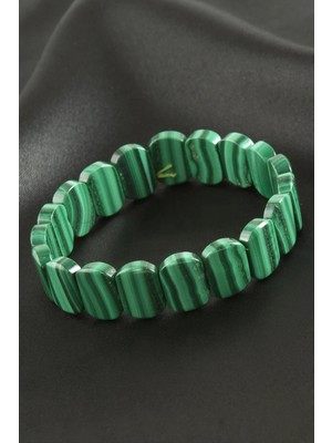 Aesco Oval Kesim Orjinal Malahit Doğaltaşlı Bileklik