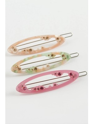 Aesco Oval Taşlı Klipsli Toka