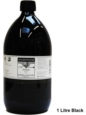 Rohrer&klingner Kaligrafi Mürekkebi Zeichentusche 29-Airbrush-Fırça-Divit-Sulu Boya 1000ML-770-BLACK-1AD