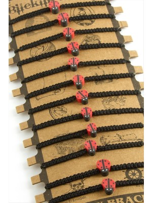 Aesco Uğur Böceği Makrome Örgülü Bileklik