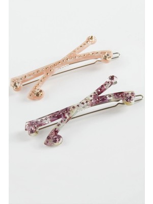 Aesco Çarpı Taşlı Klipsli Toka