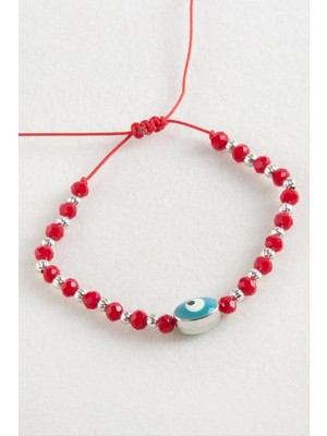 Aesco Oval Nazar Kristal Makrome Ip Bileklik 1 cm