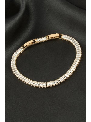 Aesco Baget Zirkon Taşlı Lüks Kararmaz Bileklik 5 mm