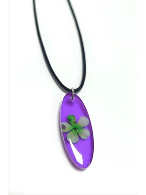 Aesco Kartopu Çiçeği Oval Epoksi Kolye