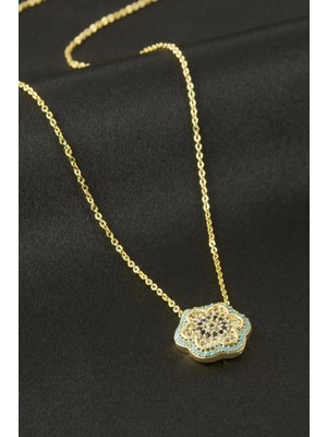 Aesco Çiçek Nazar Zirkon Taşlı Kolye