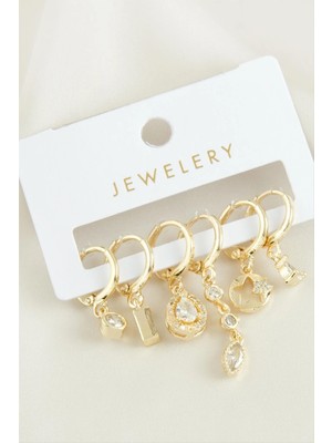 Aesco 6 Adet Yıldız Zirkon Taşlı Küpe