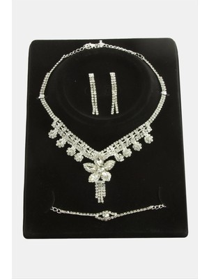 Aesco Çiçek Taşlı Lüks Set Kolye