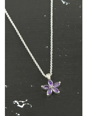 Aesco Papatya Zirkon Taşlı Trend Kolye