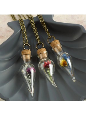 Aesco Çiçek Fanus Canlı Kolye