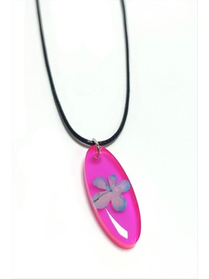 Aesco Kartopu Çiçeği Oval Epoksi Kolye