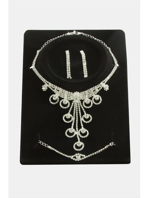 Aesco Halka Taşlı Lüks Set Kolye