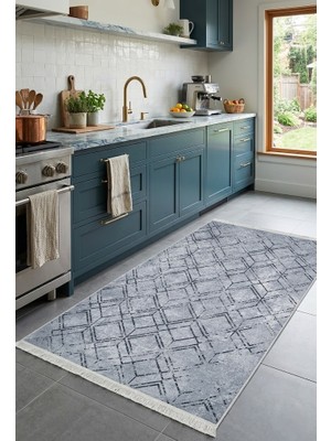 Hahay Yıkanabilir Kilim Gri Vintage Desen