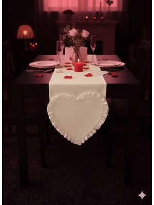 Hobizer Tekstil Nikah Nişan Parti  Kalpli Runner 40X120 cm