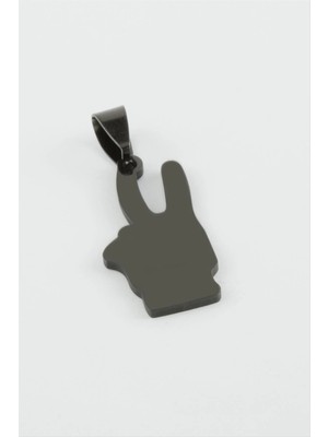 Aesco Zafer Işareti Çelik Kolye Ucu 2,8 cm