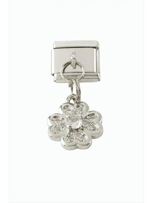 Aesco Papatya Zirkon Taşlı Sallatılı Çelik Charm