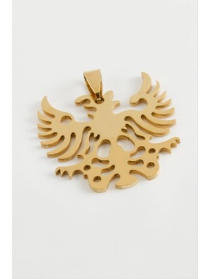 Aesco Çift Başlı Kartal Çelik Kolye Ucu 3,5 cm