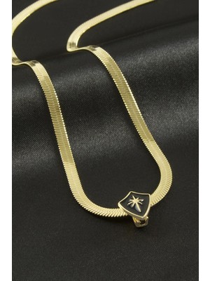 Aesco Yıldız Italyan Zincirli Lüks Çelik Kolye