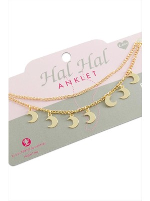 Aesco Hilal Çift Zincirli Halhal