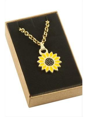 Aesco Ayçiçeği Mineli Kutulu Kolye