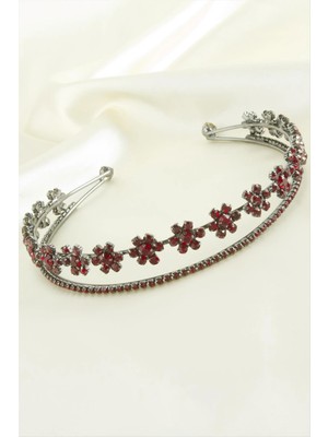 Aesco Çiçek Lüks Taşlı Gelin Tacı