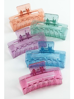 Aesco Dikdörtgen Şeffaf Renkli Mandal Toka 8 cm