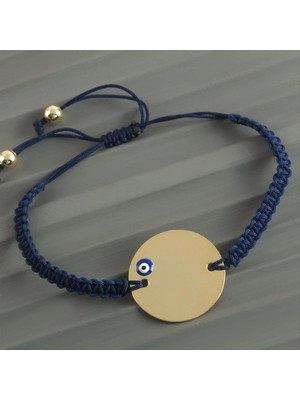 Aesco Yuvarlak Isim Yazılabilir Boş Plaka Örgülü Bileklik