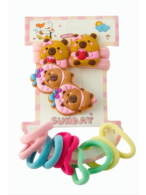 Aesco Çzgflm Karakteri Çocuk Lastikli Pens Toka 8 Adet