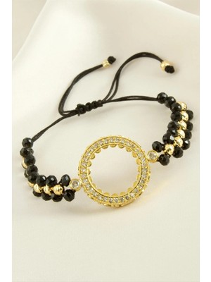 Aesco Çeyrek Altın Koyulabilir Kristal Taşlı Bileklik