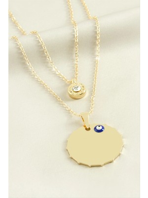 Aesco Köşeli Isim Yazılabilir Boş Plaka Ikili Kolye