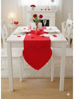 Hobizer Tekstil Nikah Nişan Parti  Kalpli Runner 40X120 cm