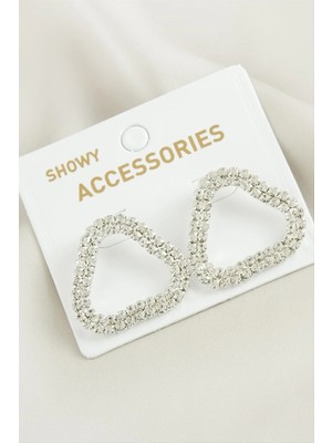 Aesco Oval Suyolu Taşlı Küpe