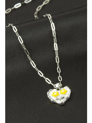 Aesco Kalp Çiçek Mineli Kolye